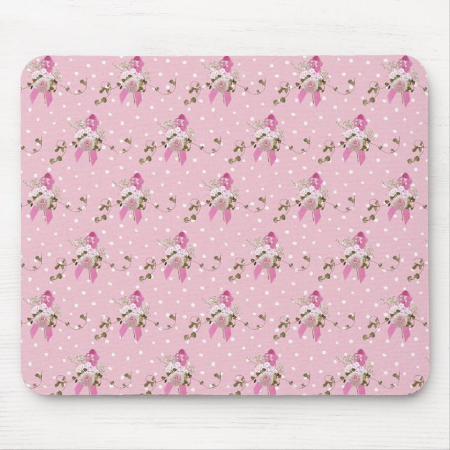 Rosa Ribbon Bröstcancer överlevande Mouse Pad Musmatta (Framsidan)