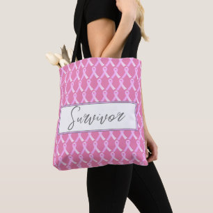 Rosa Ribbon Bröstcancer överlevande Tote Bag Tygkasse