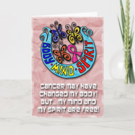 Rosa Ribbon: Butterflies Body Mind Spirit Kort