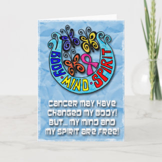 Rosa Ribbon Butterflies Body Mind Spirit Kort