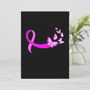 Rosa Ribbon Butterfly Breast Cancer Awareness Inbjudningar