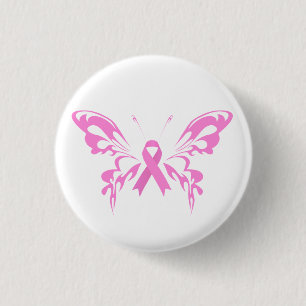 Rosa Ribbon Butterfly Breast Cancer   PIN-knapp Knapp