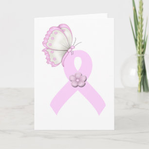Rosa Ribbon Butterfly Kort