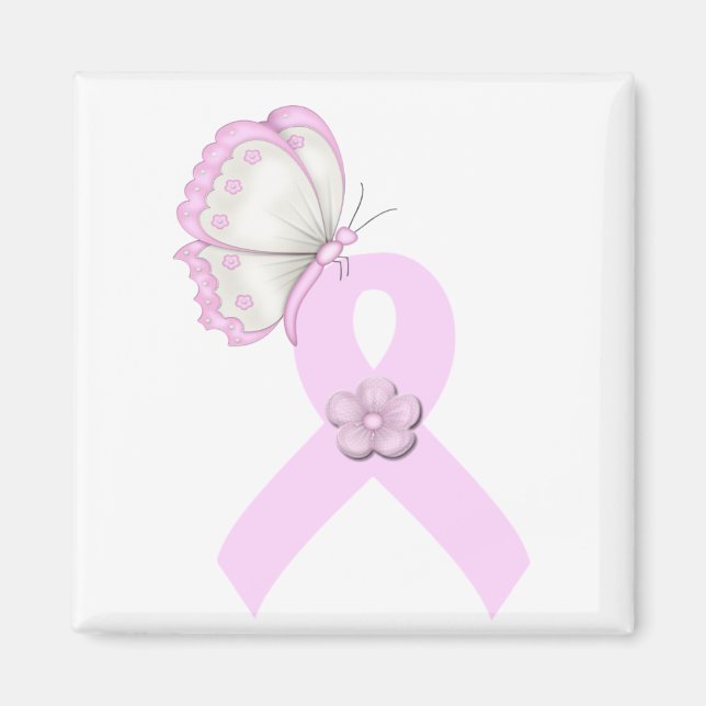 Rosa Ribbon Butterfly Magnet (Framsidan)