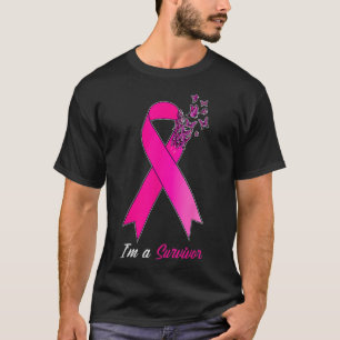Rosa Ribbon Butterfly Survivor Cute Breast Cancer T Shirt