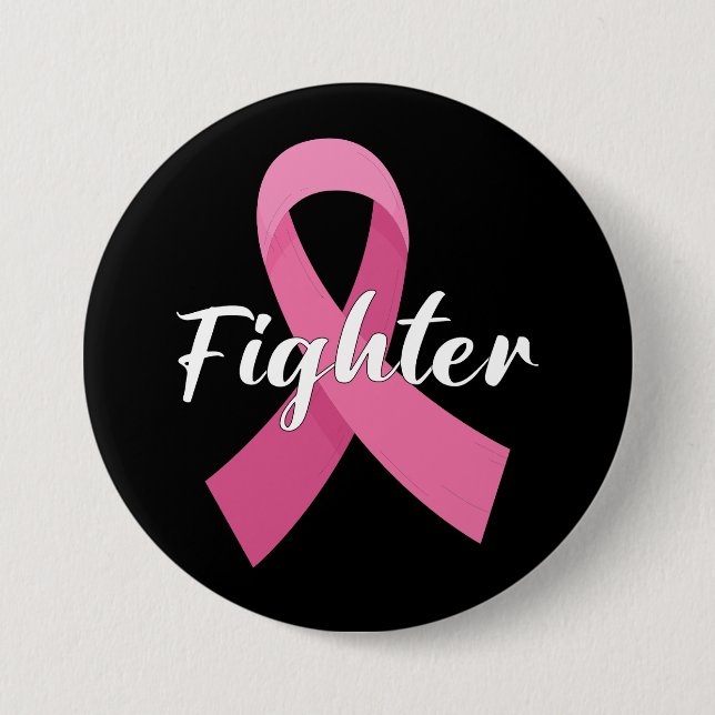 Rosa Ribbon Cancer Awareness Breast Cancer Fighter Knapp (Framsida)