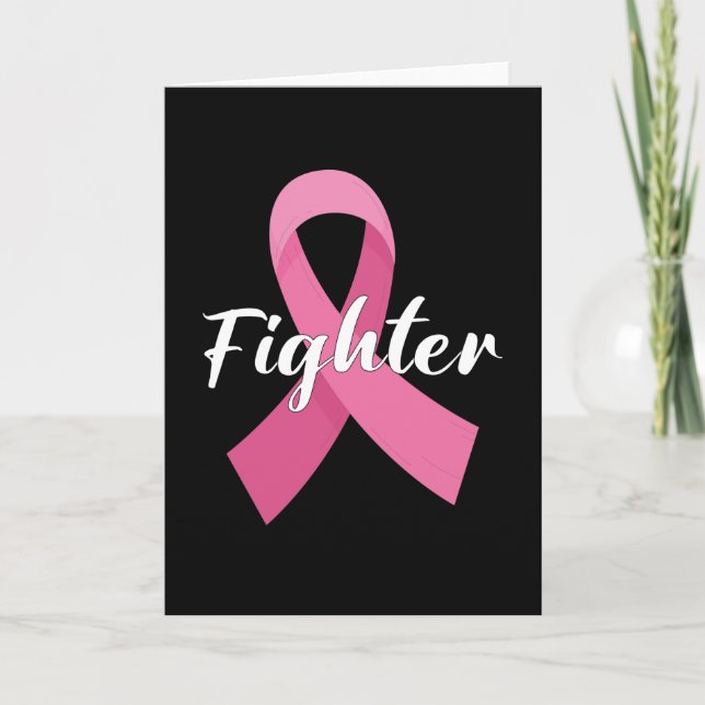 Rosa Ribbon Cancer Awareness Breast Cancer Fighter Tack Kort (Framsida)