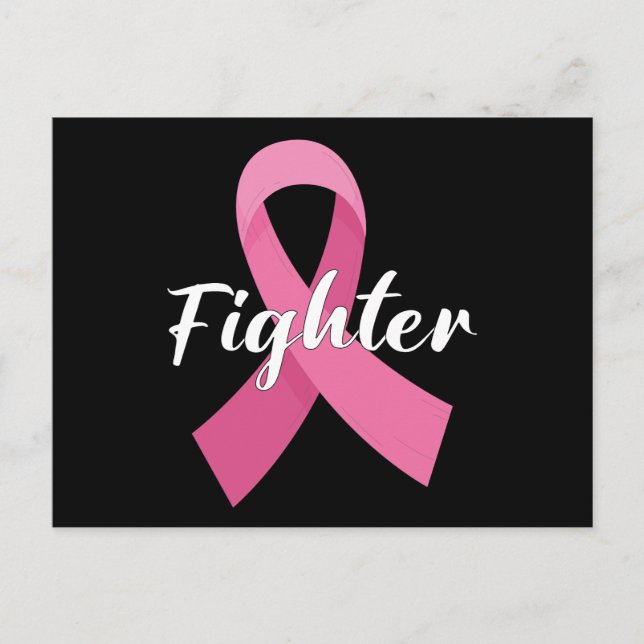 Rosa Ribbon Cancer Awareness Breast Cancer Fighter Vykort (Framsida)