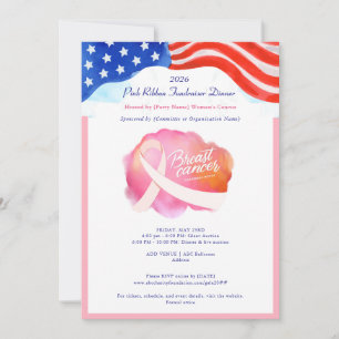 Rosa Ribbon Cancer Awareness Month Flagga Fundrais Inbjudningar