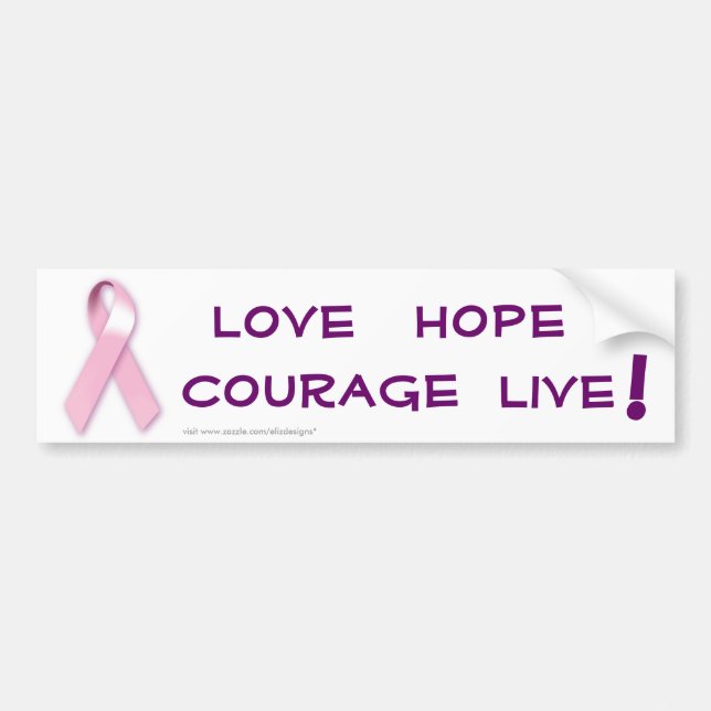 Rosa Ribbon Cancer Bumper Sticker Bildekal (Framsidan)