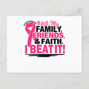 Rosa Ribbon Cancer Survivor Friends Family and Fai Inbjudan Vykort