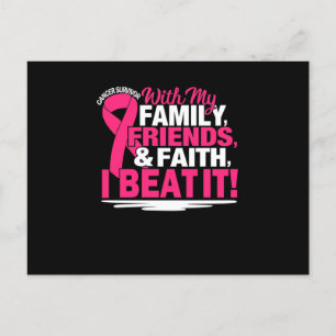 Rosa Ribbon Cancer Survivor Friends Family Faith Meddelande Vykort