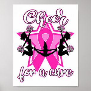 Rosa Ribbon CheerLedare för bröstcancer Poster