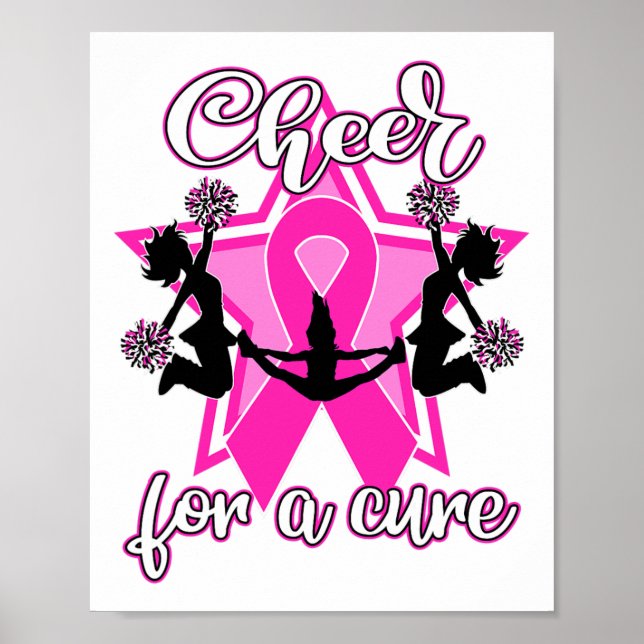 Rosa Ribbon CheerLedare för bröstcancer Poster (Framsidan)