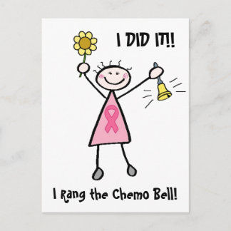 Rosa Ribbon Chemo Bell-vykort Vykort