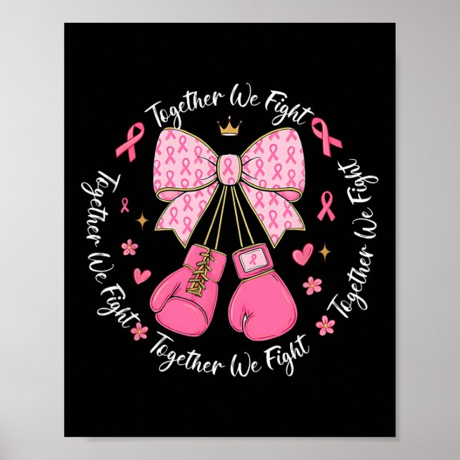 Rosa Ribbon Coquette Bow Boxing Handskar Breast Ca Poster (Framsidan)