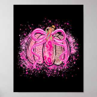 Rosa Ribbon Coquette Bow Pumpkin Breast Cancer Awa Poster