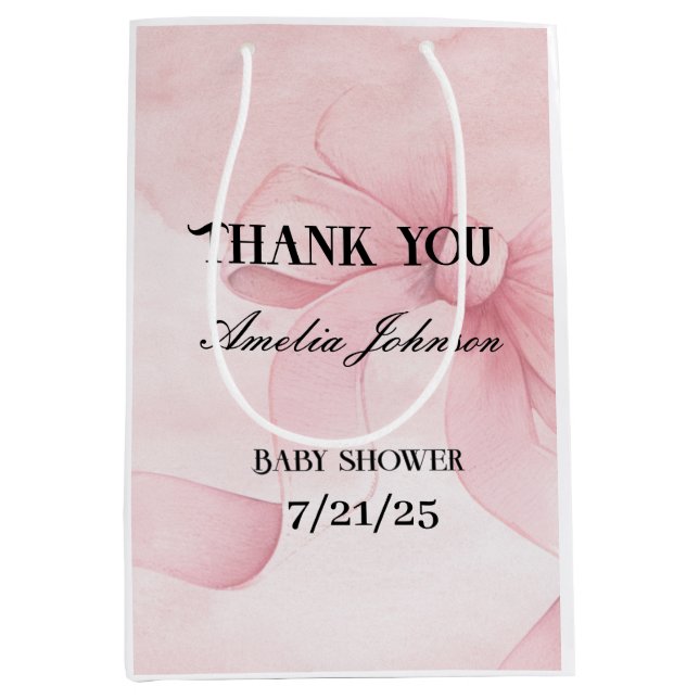  Rosa Ribbon Coquette Girl Baby Shower (Framsidan)
