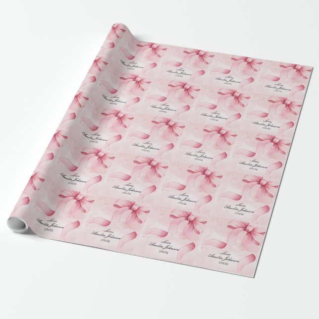  Rosa Ribbon Coquette Presentpapper (Utrullad)