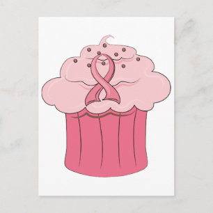 Rosa Ribbon Cupcoa Breast Cancer Vykort