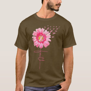 Rosa Ribbon Daisy Faith Breast Cancer Awareness M T Shirt