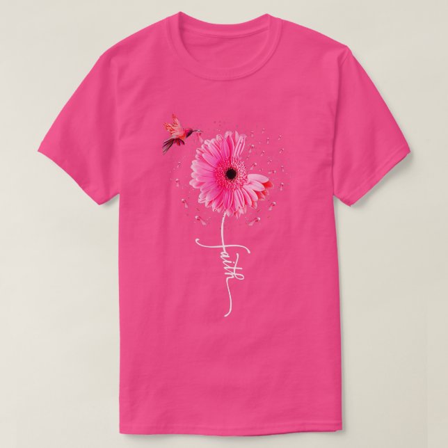 Rosa Ribbon Daisy Faith Breast Cancer Awareness Mo T Shirt (Design framsida)