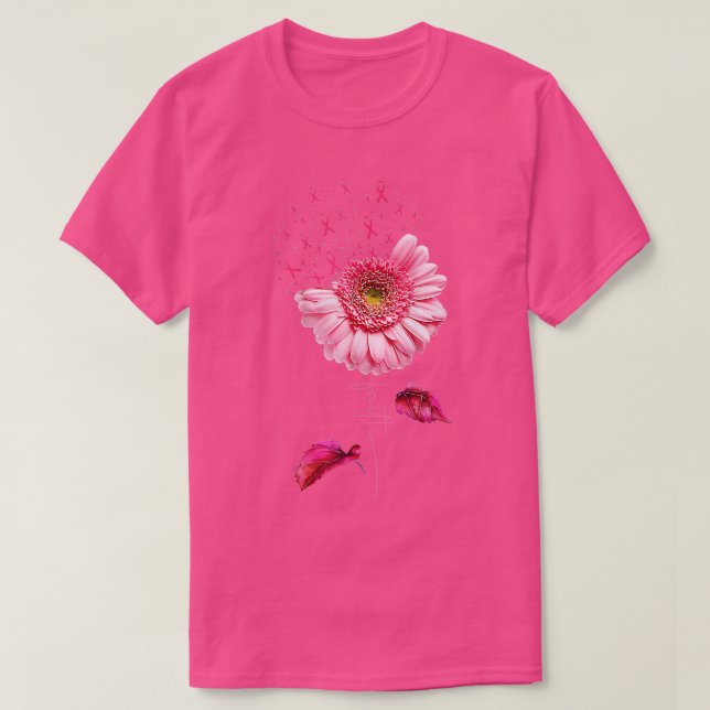Rosa Ribbon Daisy Faith Breast Cancer Awareness Mo T Shirt (Design framsida)