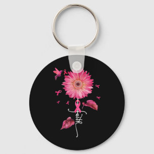 Rosa Ribbon Daisy Faith - Breast Cancer Awareness Nyckelring