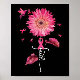 Rosa Ribbon Daisy Faith - Breast Cancer Awareness Poster