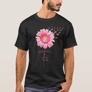Rosa Ribbon Daisy Faith Breast Cancer Awareness T Shirt