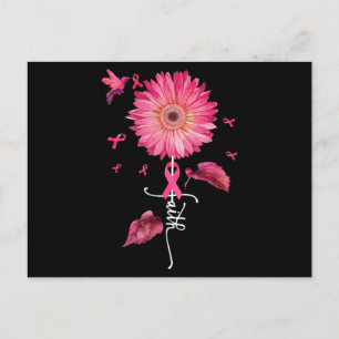 Rosa Ribbon Daisy Faith - Breast Cancer Awareness Vykort