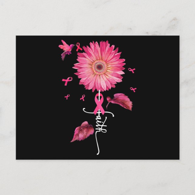 Rosa Ribbon Daisy Faith - Breast Cancer Awareness Vykort (Framsida)