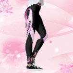 Rosa Ribbon Dam Personalize Black Leggings<br><div class="desc">Leggings Rosa Ribbon People på Ankle Personalize Bröstcancer överlevande</div>