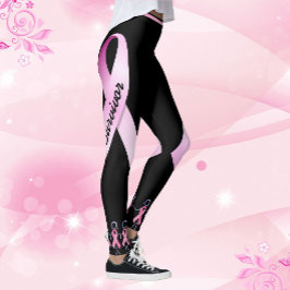 Rosa Ribbon Dam Personalize Black Leggings