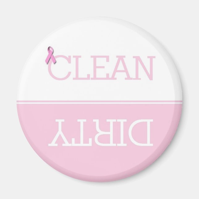 Rosa Ribbon Dirty Clean Dishwasher Magnet (Framsidan)