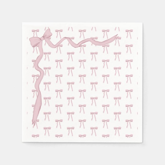 Rosa Ribbon Elegant Baby Shower Pappersservett (Framsidan)