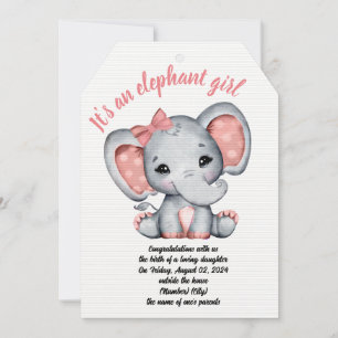 Rosa Ribbon Elephant Girl Birthday Card
