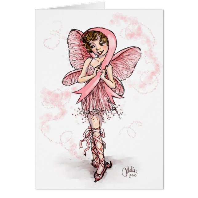 Rosa Ribbon Fairy Hälsningskort (Framsidan)