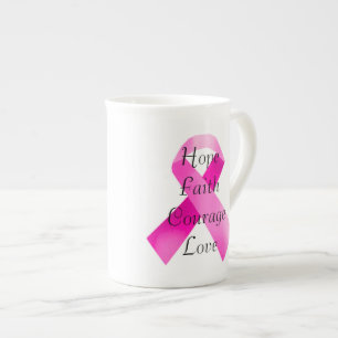Rosa Ribbon Faith Bone China Mugg Benporslin Mugg