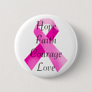 Rosa Ribbon Faith Button Knapp