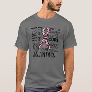 Rosa Ribbon Faith Hope Kärlek Typography Breast Ca T Shirt
