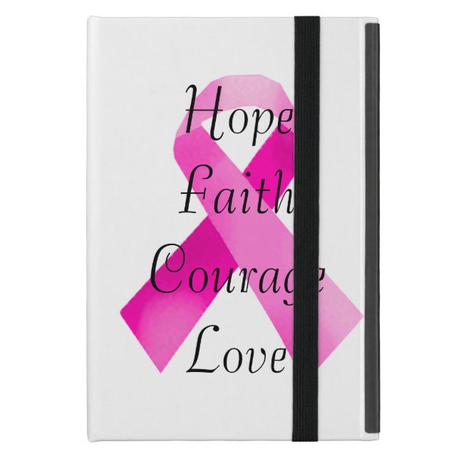 Rosa Ribbon Faith iPad Mini Case iPad Mini Skydd (Framsidan Closed)