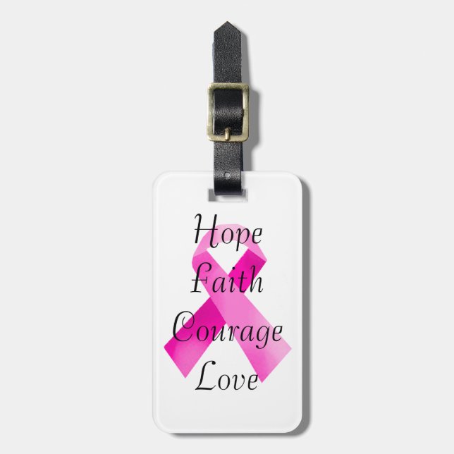 Rosa Ribbon Faith Luggage Tag Bagagebricka (Vertikal Framsida)