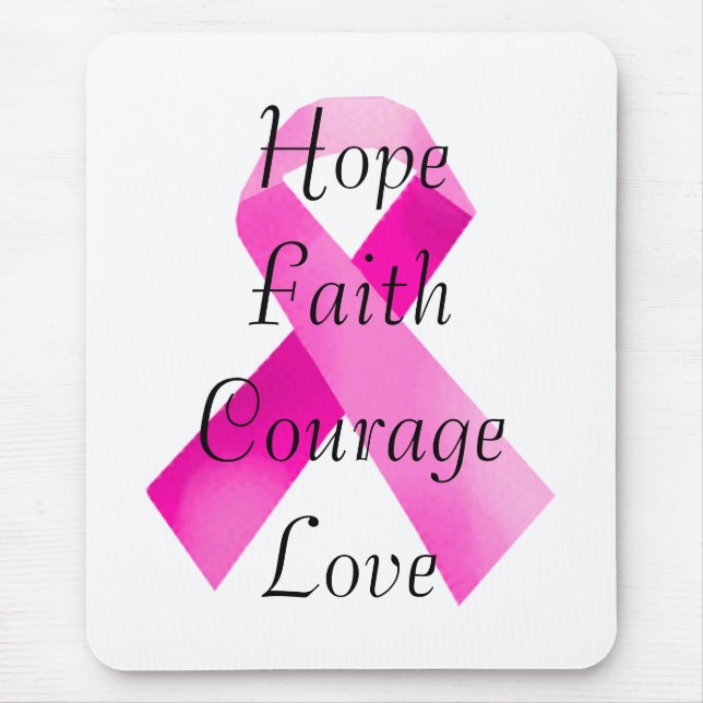 Rosa Ribbon Faith Mouse Pad Musmatta (Framsidan)
