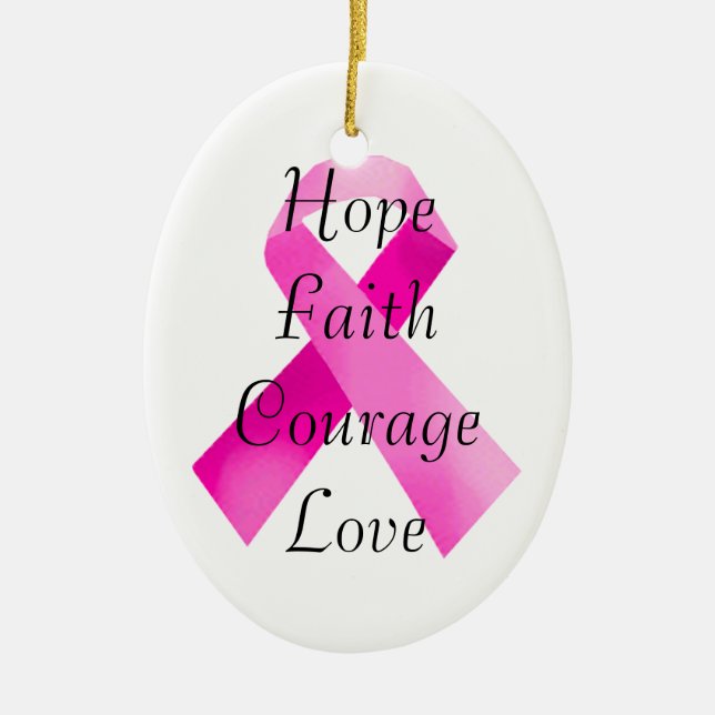 Rosa Ribbon Faith Oval Ornament (Framsidan)