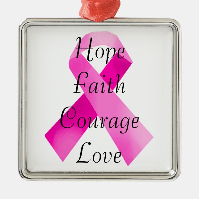 Rosa Ribbon Faith Square Ornament (Framsidan)