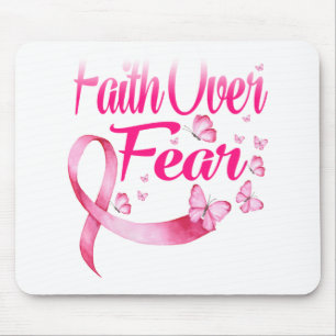 Rosa Ribbon Faith Tee Bröstcancer överlevande Musmatta