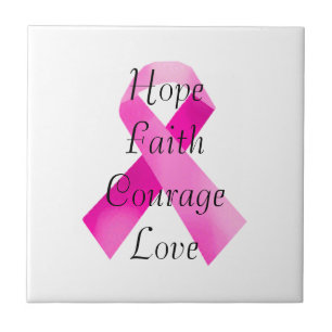 Rosa Ribbon Faith Tile Kakelplatta