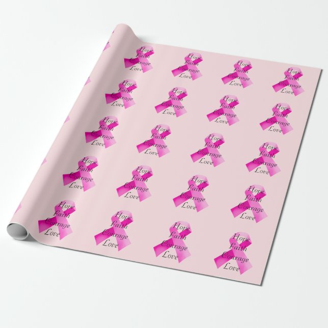 Rosa Ribbon Faith Wrapping Papper Presentpapper (Utrullad)