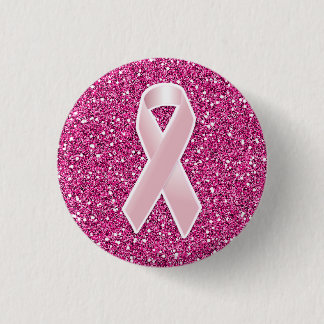 Rosa Ribbon & Faux Glitter Knapp